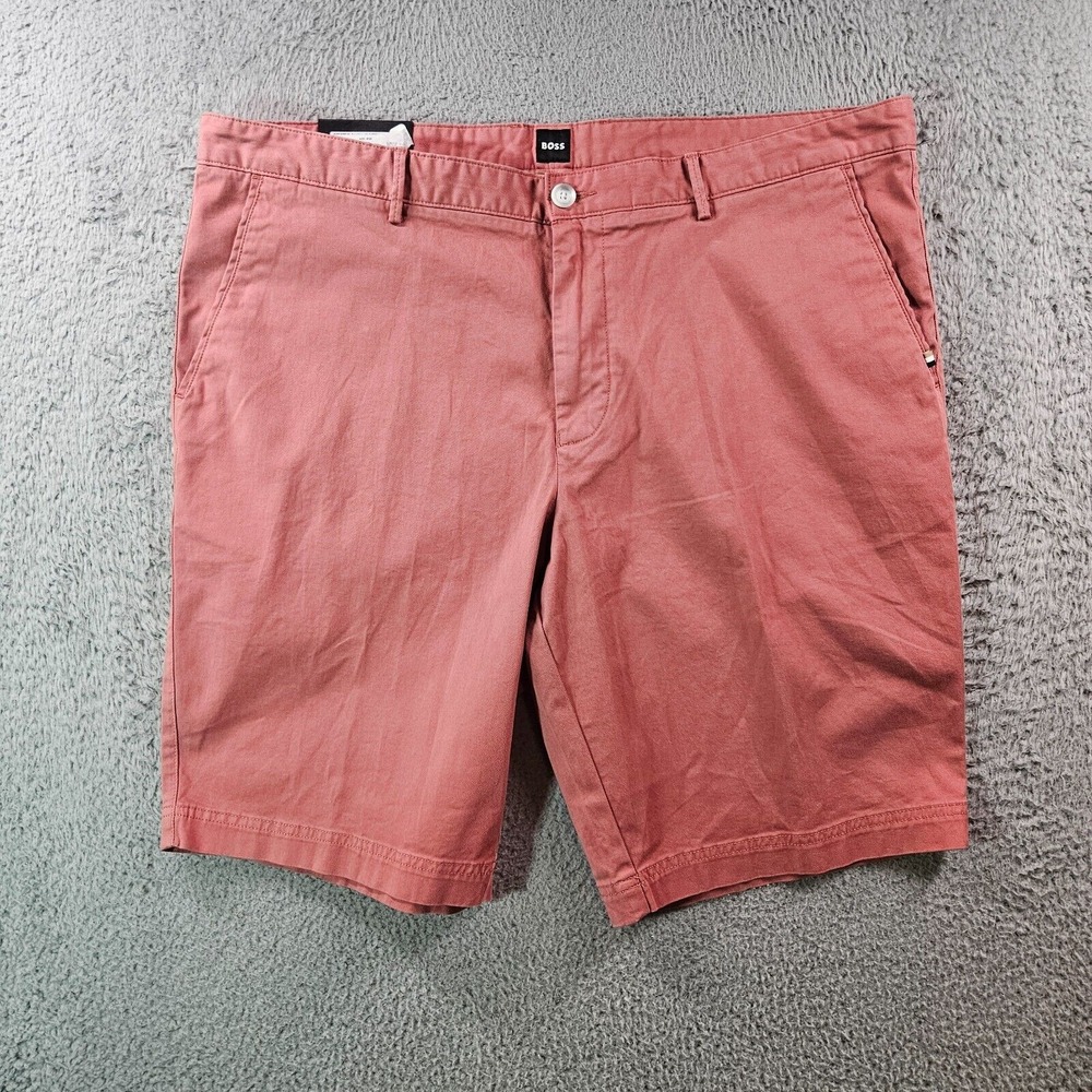 New Boss Hugo Boss Slice Shorts Mens 40R UK 56 Inseam 11" Slim Fit‎ Salmon Pink